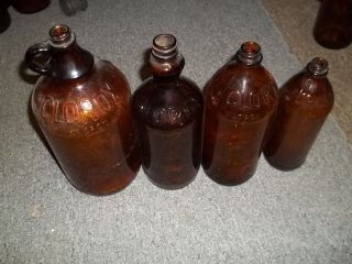  Sizes Bottles Vintage Clorox Brown Empty Bottles good for decor