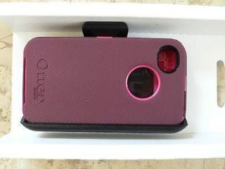 Otterbox Defender Iphone 4&4S Case Peony Pink Deep Plum Belt Clip 