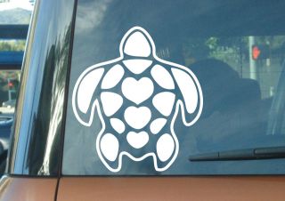 HAwaiian Sea Turtle With Hearts   Hawaii Car Laptop Vinyl Decal Window 