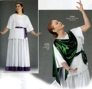 White Liturgical Praise Dance Grecian Tunic Blouse 961