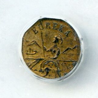 EUREKA 1885 Dated California Gold Charm / Arms of California NGC 