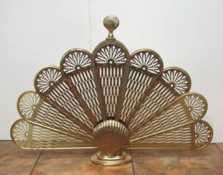   Peacock Style Sea Shell Fireplace Screen / Fireplace Tools
