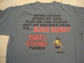 Looney Tunes Daffy Duck Bugs Bunny Basketball Themed Blue/Gray T Shirt 