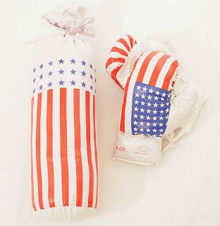8oz USA Mini Punching Bag Set USA Flag Gloves/ Stars& Stripes Bag NEW