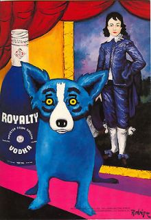 George Rodrigue Blue Dog Royalty Vodka Print RARE