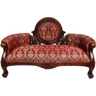 Oriental Furniture Queen Mary Ivory Sofa   Crimson Fleurs De Lis