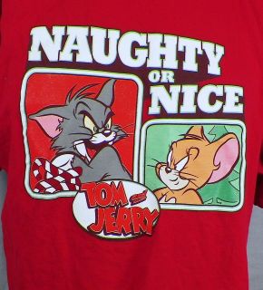 Hanna Barbera Tom & Jerry Naughty Or Nice Christmas T Shirt XL Candy 