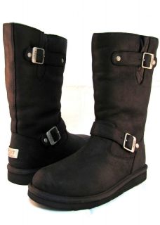 Ugg Australia Kensington Black 5678 Womens CUTE Fashion Boot Leather 
