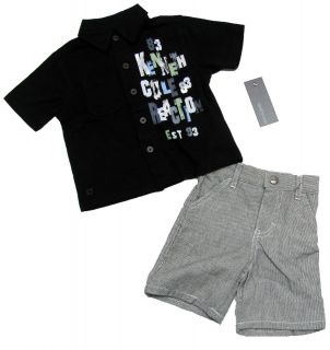KENNETH COLE REACTION Baby Boys 12 MOS Black Polo Shirt & Shorts Set 