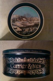 TIN Schwans Collectible Tin 1999 (Winter Morning by Currier & Ives)