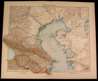 Southern Russia Caucasus Kars Baku Caspian Sea 1907 Stieler antique 
