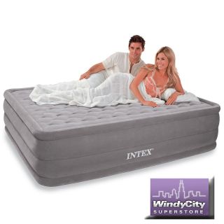 New Intex Ultra Plush Raised Queen Size Air Bed Mattress Built in AC 