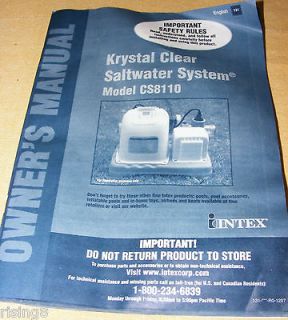 INTEX CS8110 Krystal Clear Saltwater System (USER MANUAL)