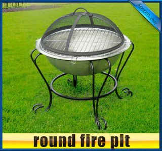 New 18outdoor patio round fire pit BBQ Grill fireplace stainless 