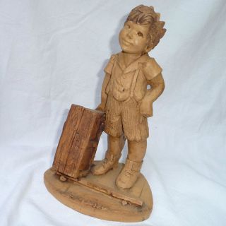 Lee Bortin Originals Clay Figure~Boy with Crown and Box