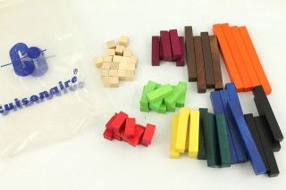 Vintage Cuisenaire Rod Pieces 72 Piece Educational Math Toy Natural 