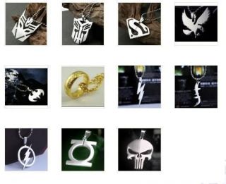 DC Marvel Super Hero Steel Chain Pendant Necklace Ring Batman The 