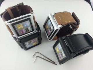 2pcs LunaTik Leather Aluminum Watch Band Wrist Strap for iPod Nano 6th