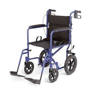 NEW Lightweight 22lbs Medline Aluminum Transport Chair BLUE with 12 