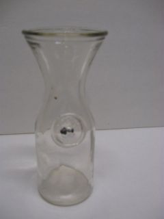 Vintage 1/4 Litro Glass Wine Milk Carafe Decanter Jug Bottle w/Metal 
