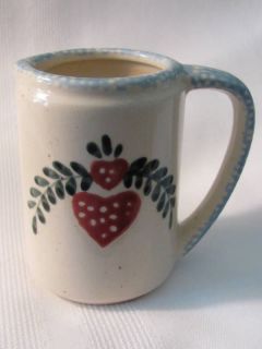 Vintage Stoneware Pottery Country Heart Measure 3/4 Cup Pitcher 