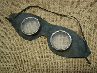 Vintage Goggles Glasses Antique Old Leather Glass Industrial 