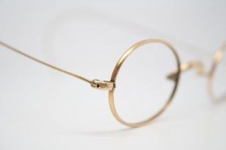 vintage eye glasses 12k gold oval wire rim riding temple antique 