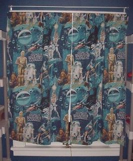 Vintage 1977 Star Wars Curtains Drapes 1 pr. 53 x 31 fits thru rod 