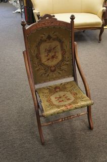 Eastlake Campaign Chair Folding Antique Aesthetic 1800s Walnut 