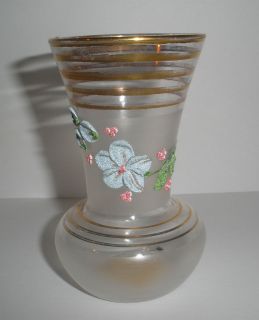   SHIP Vintage 1880 Coralene Flowers Berries Frosted Miniature Vase