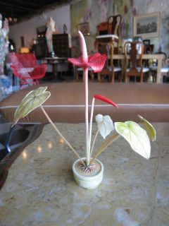   Late 19th Early 20th Century Chinese Faux Ivory Carved Anthurium Plant