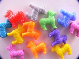 12 ZEBRA HORSE ASSORTED animal plastic beads crafts childrens pony 