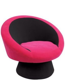 LumiSource Modern Kids Saucer Chair Black/Hot Pink w/Plush Seat CHR 