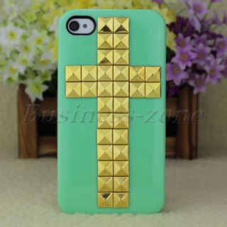Hot Sale Bronze Metal Cross Nails Studs Back Case Cover For iPhone 4G 