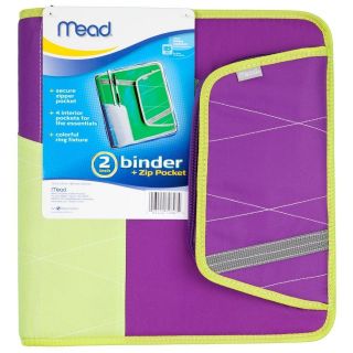 Mead 2 Inch 2  3 Ring Coupon Binder with Pocket and Zipper, Purple 
