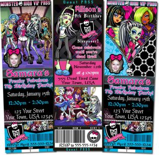 Printed Monster High Birthday Invitations Dead Tired, Spa & Dawn of 