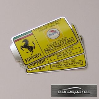 Ferrari Paint Code Sticker (Glasurit) 308 328 348 355