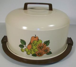 Vintage 1970s Atapco Aluminum and Plastic Locking Cake Carrier Fruit 