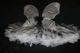 Kids Zebra fairy butterfly wings tutu Birthday costume photo prop 
