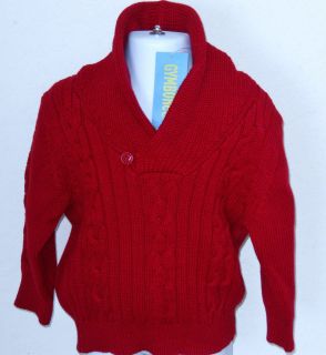 Gymboree Boys Fire Truck Chief Red Cable Sweater Size 3 6M