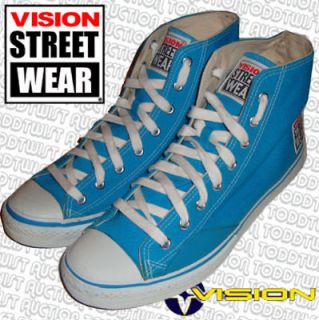 VISION STREET WEAR Canvas Hi Top Skateboard Shoes BLUE Sizes, 9, 8, 6 
