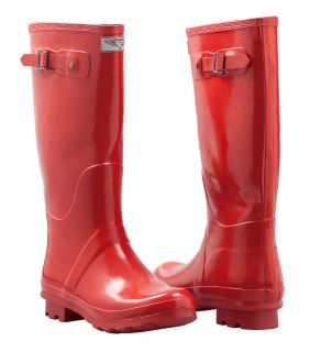 RED DESIGN Wellington Rubber boots Rainboots Hunting style SIZE 5 6 7 