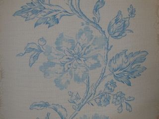 Designer Curtain Fabric Colefax & Fowler Lincoln Damask Blue on Ivory 