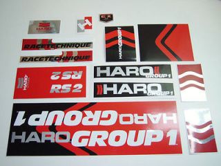  BMX HARO GROUP1 RS2 1987 & 1988 (black and red) decals stickers set