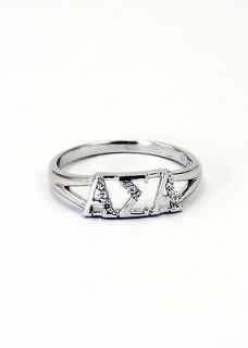 Alpha Sigma Alpha sterling silver ring set w/ lab created diamonds 
