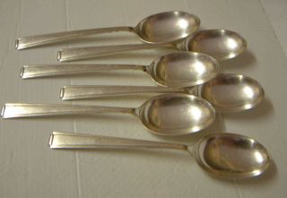Set 6 Silver Plated TABLE SPOONS 8in Strathmore Pat Cooper Bros