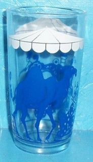 PEANUT BUTTER Glass Blue and White Circus with Camel and Organ Player 