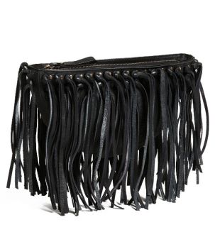 HOUSE OF HARLOW 1960 Nichole Richie Black Hayden Fringe Leather Boho 