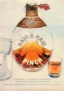 1956 Haig & Haig Pinch Scotch   Color Bottle Ad