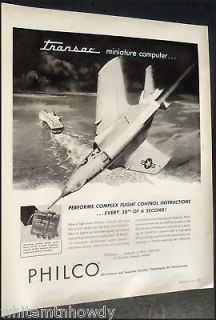 1957 US NAVY Supersonic JET FIGHTER~Transac Computer AD